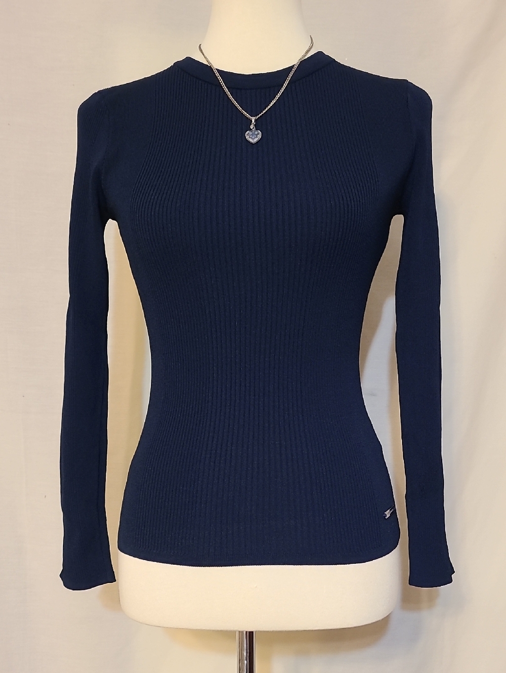 Karen Millen Navy Blue Ribbed Long-Sleeve Top - Picture 8 of 8
